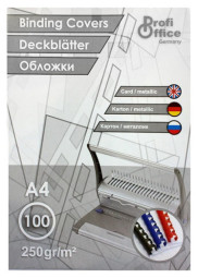 Обложки ProfiOffice, A4, картон, металлик, черные, 100 шт.