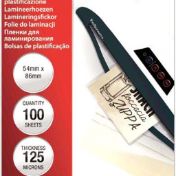 Пленка для ламинирования пакетная Fellowes, 54 х 86 мм, 125 мкм, глянцевая, 100 шт.