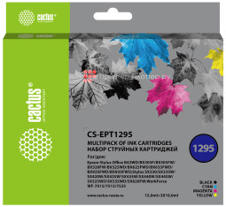 Картридж струйный Cactus CS-EPT1295 черный/голубой/желтый/пурпурный набор (45мл) для Epson Stylus Office B42/BX305/BX305F/BX320/BX525/BX625/SX420/SX425/SX525/SX620