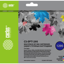 Картридж струйный Cactus CS-EPT1295 черный/голубой/желтый/пурпурный набор (45мл) для Epson Stylus Office B42/BX305/BX305F/BX320/BX525/BX625/SX420/SX425/SX525/SX620