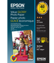 Бумага Epson Value Glossy Photo Paper, глянцевая, 10 x 15 см (100 x 150 мм), 183 г/кв.м (40 листов)