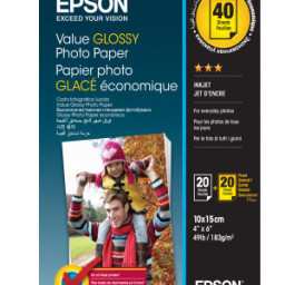 Бумага Epson Value Glossy Photo Paper, глянцевая, 10 x 15 см (100 x 150 мм), 183 г/кв.м (40 листов)