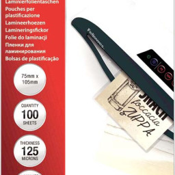 Пленка для ламинирования пакетная Fellowes, 75 х 105 мм, 125 мкм, глянцевая, 100 шт.