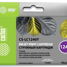 Картридж струйный Cactus CS-LC1240Y желтый (12мл) для Brother MFC-J6510/6910DW