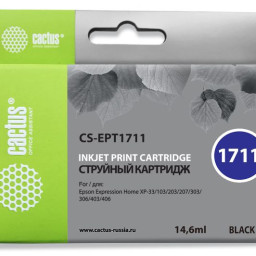 Картридж струйный Cactus CS-EPT1711 черный (14.6мл) для Epson XP-33/103/203/207/303/306/403/406