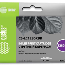 Картридж струйный Cactus CS-LC1280XBK черный (62мл) для Brother MFC-J6510/6910DW