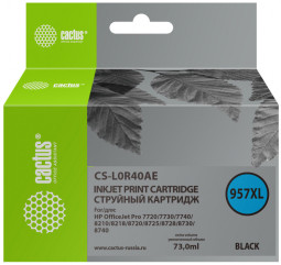 Картридж струйный Cactus 957XL CS-L0R40AE черный (73 мл) для HP OfficeJet 8210/8218/8720/8725/8730