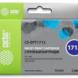 Картридж струйный Cactus CS-EPT1712 голубой (10мл) для Epson XP-33/103/203/207/303/306/403/406