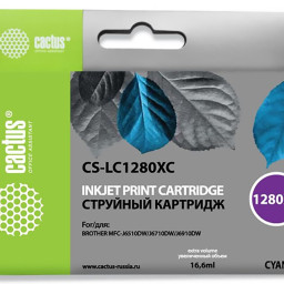 Картридж струйный Cactus CS-LC1280XC голубой (16.6мл) для Brother MFC-J6510/6910DW