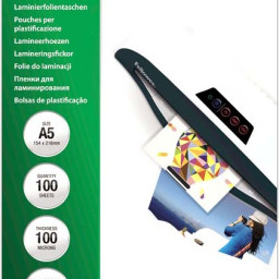 Пленка для ламинирования пакетная Fellowes, 154 х 216 мм, 100 мкм, глянцевая, 100 шт.