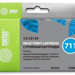 Картридж струйный Cactus CS-CZ130 №711 голубой (26 мл) для HP DJ T120/T520