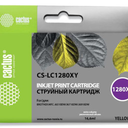 Картридж струйный Cactus CS-LC1280XY желтый (16.6мл) для Brother MFC-J6510/6910DW